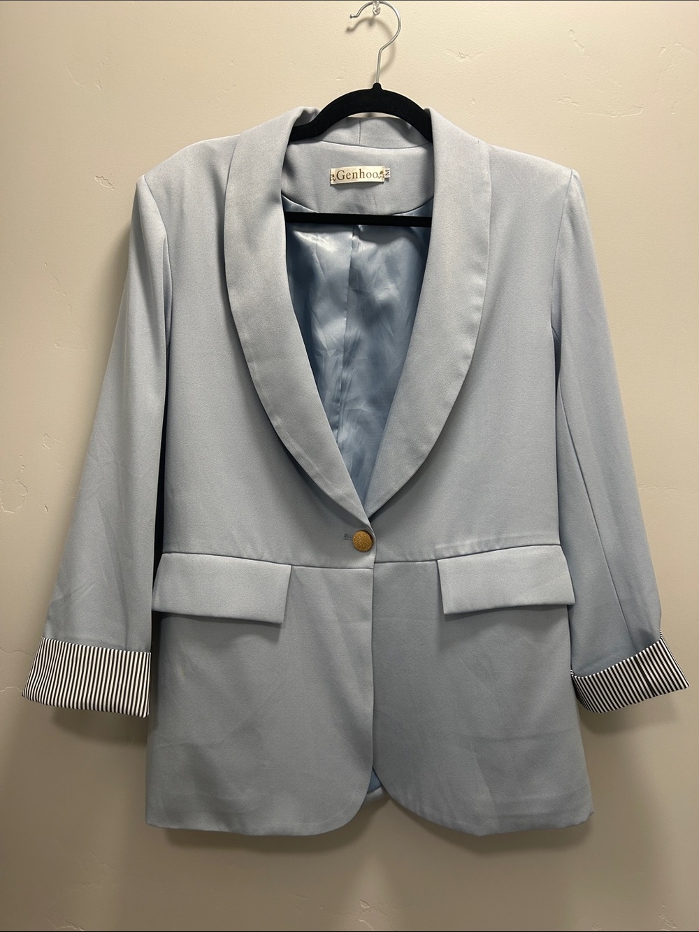 Light Blue Shawl Collar Blazer